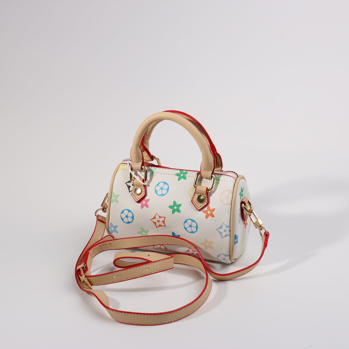 Fashion Mini Barrel Bag #BAIMBAG03-FLWHT - White (PC)