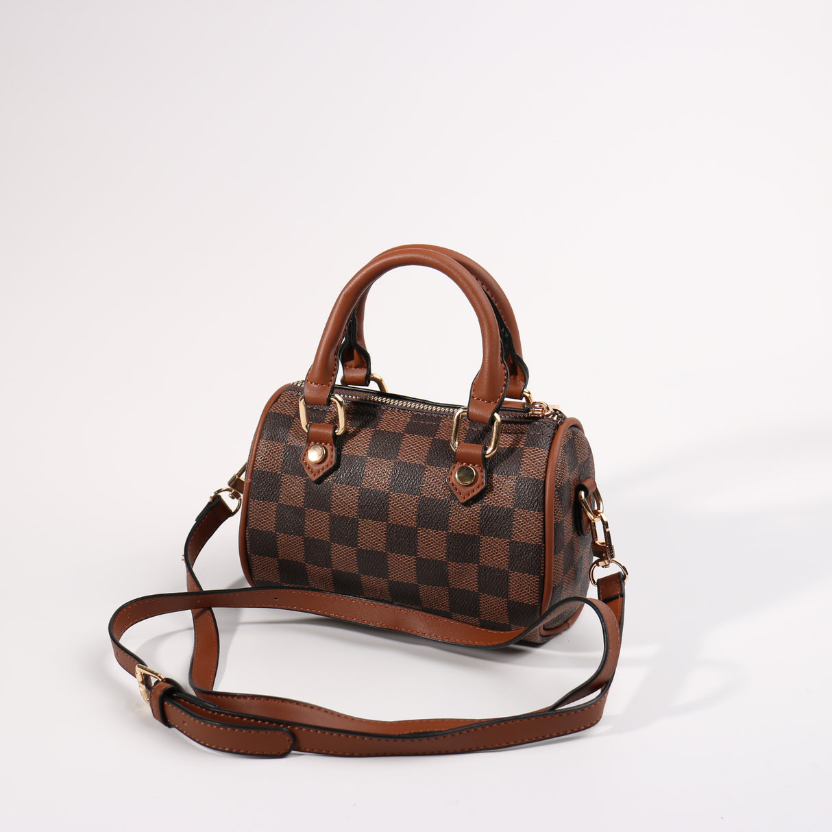 Fashion Mini Barrel Bag #BAIMBAG03-SQDB - Dark Brown (PC)