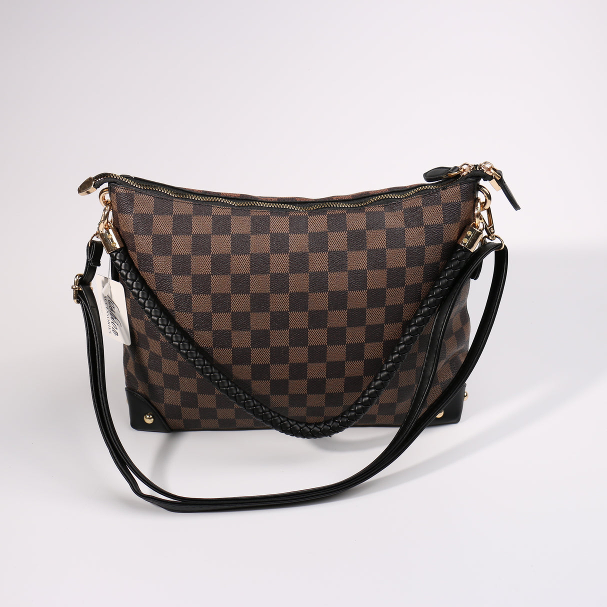 Fashion Double-Sided Pattern Handbag #BAIMBAG04-SQAB - Dark Brown (PC)