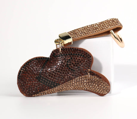 Fashion Rhinestone Cowboy Hat Keychain #CBHATKC - Multiple Colors (PC)