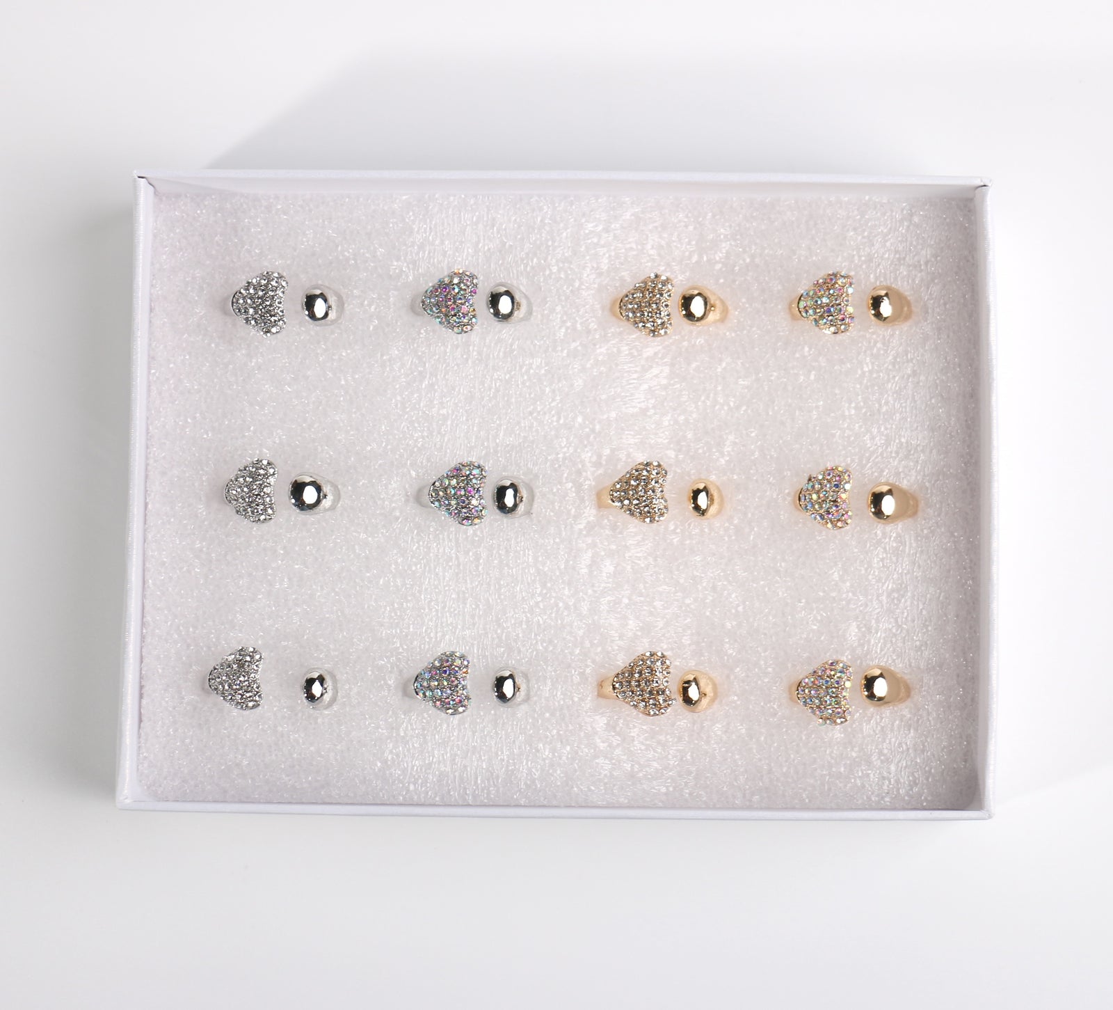 Fashion Rhinestone Heart Rings #CG2712 (12PC)