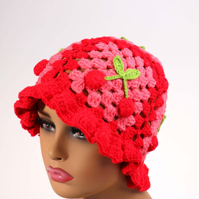 Fashion Cherry Ruffle Hat #CHYRUF01 (12PC)