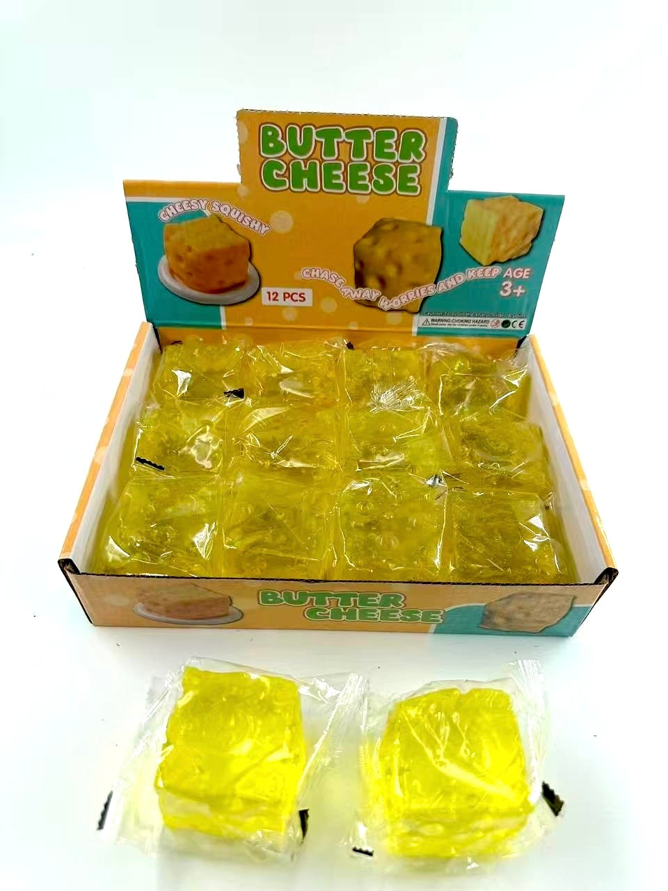 Clear Cheese Cube Squishy Toy #CHZHV (12PC)
