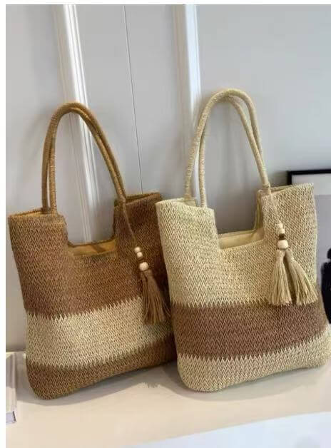 Fashion Stripe Straw Bags #CIR01 - Multiple Colors (PC)