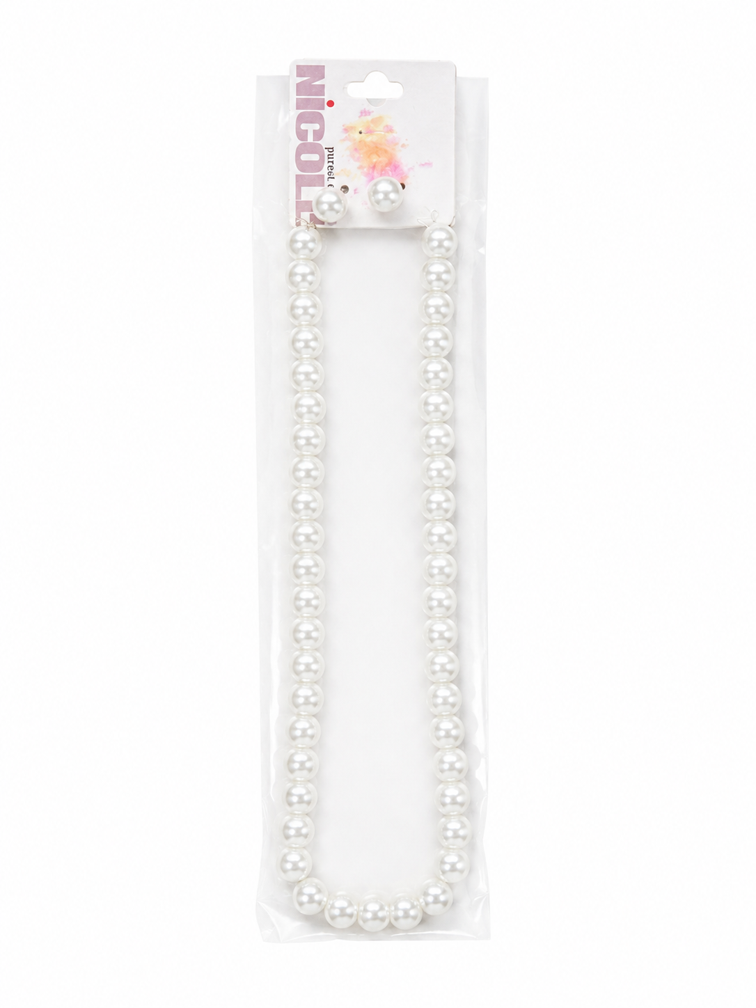Fashion Medium Pearl Necklace Set #CK2043WT White (12PC)