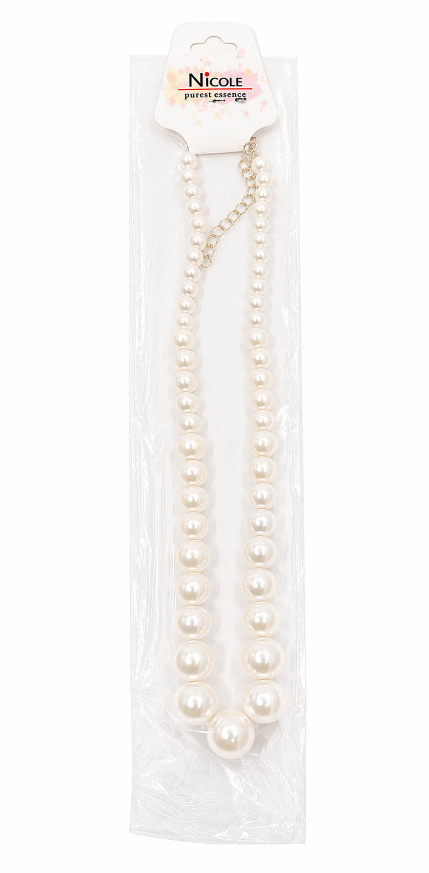 Fashion Thin/Thick Pearl Dozen Necklace #CK2041CRY (12PC)