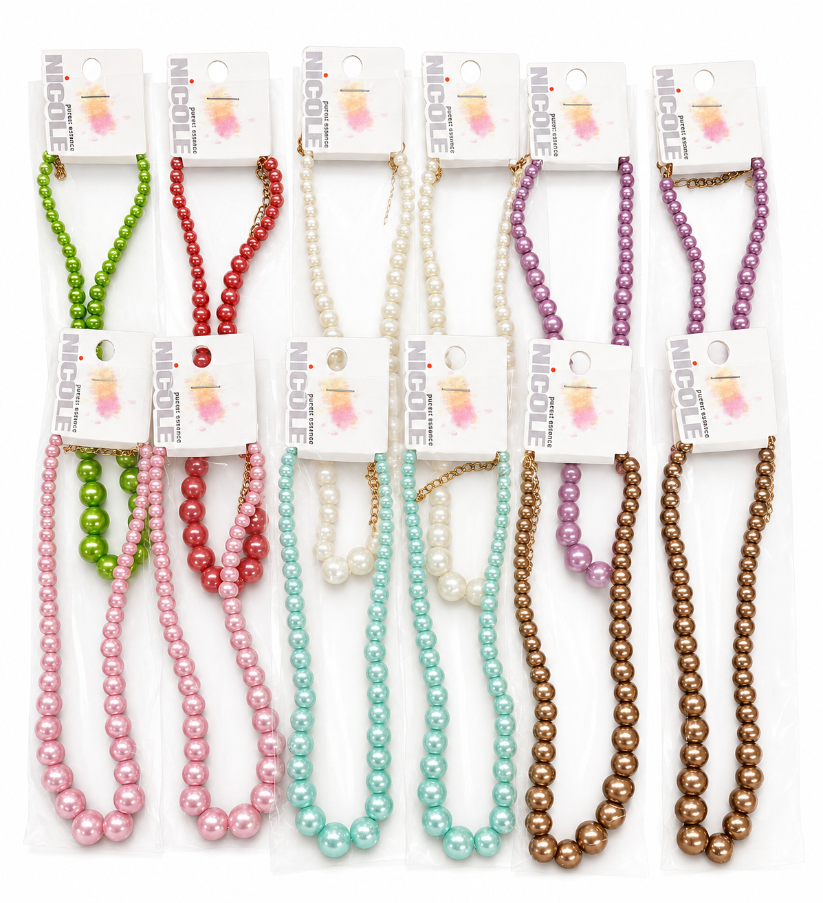 Fashion Thin/Thick Pearl Dozen Necklace #CK2041P (12PC)