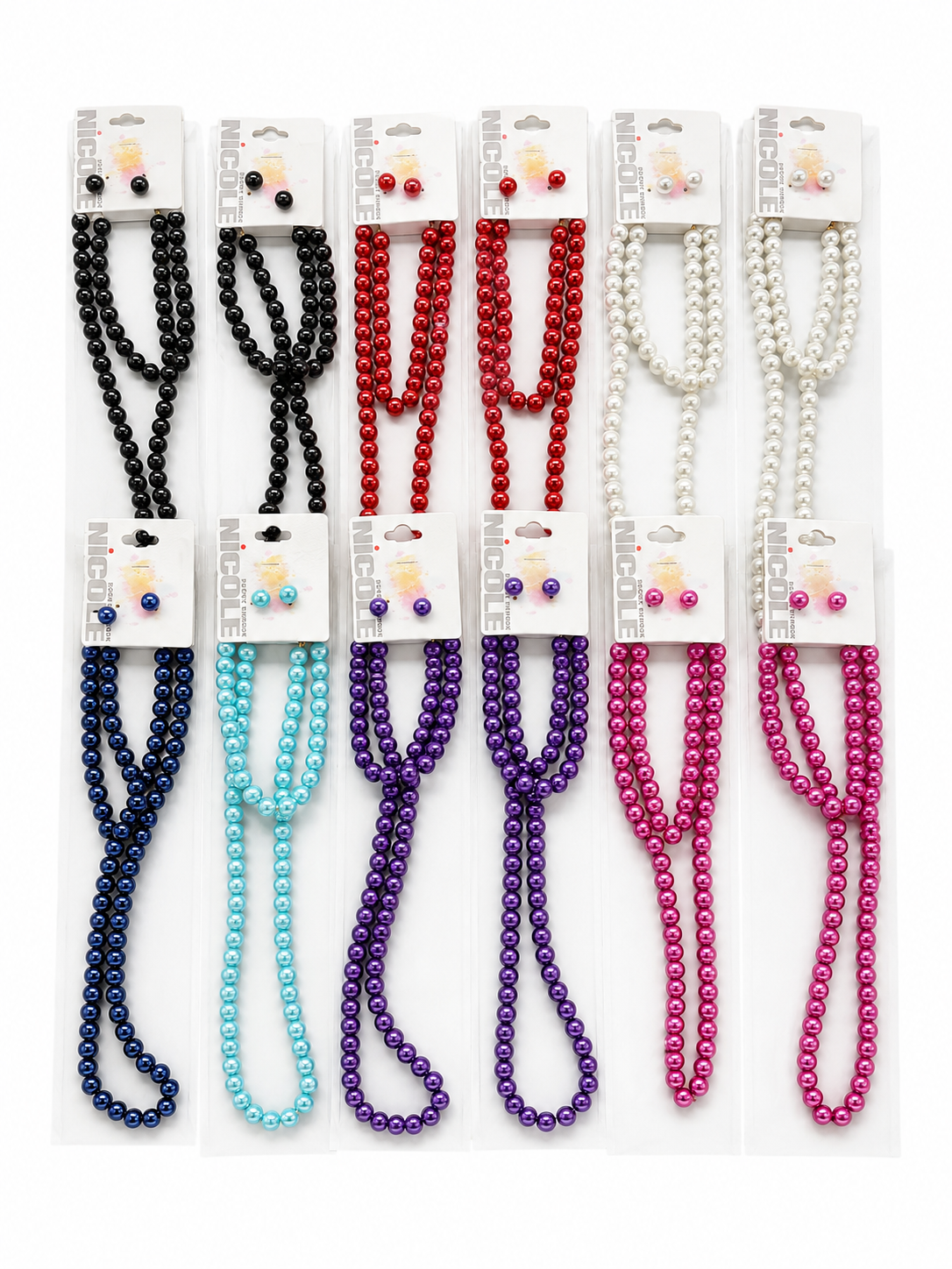 Fashion Thin Pearl Dozen Necklace Set #CK2046A (12PC)