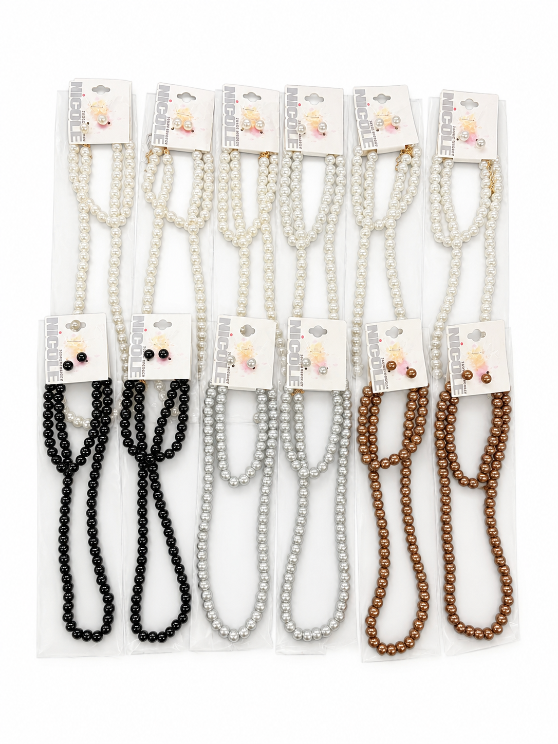 Fashion Thin Pearl Dozen Necklace Set #CK2046BR (12PC)