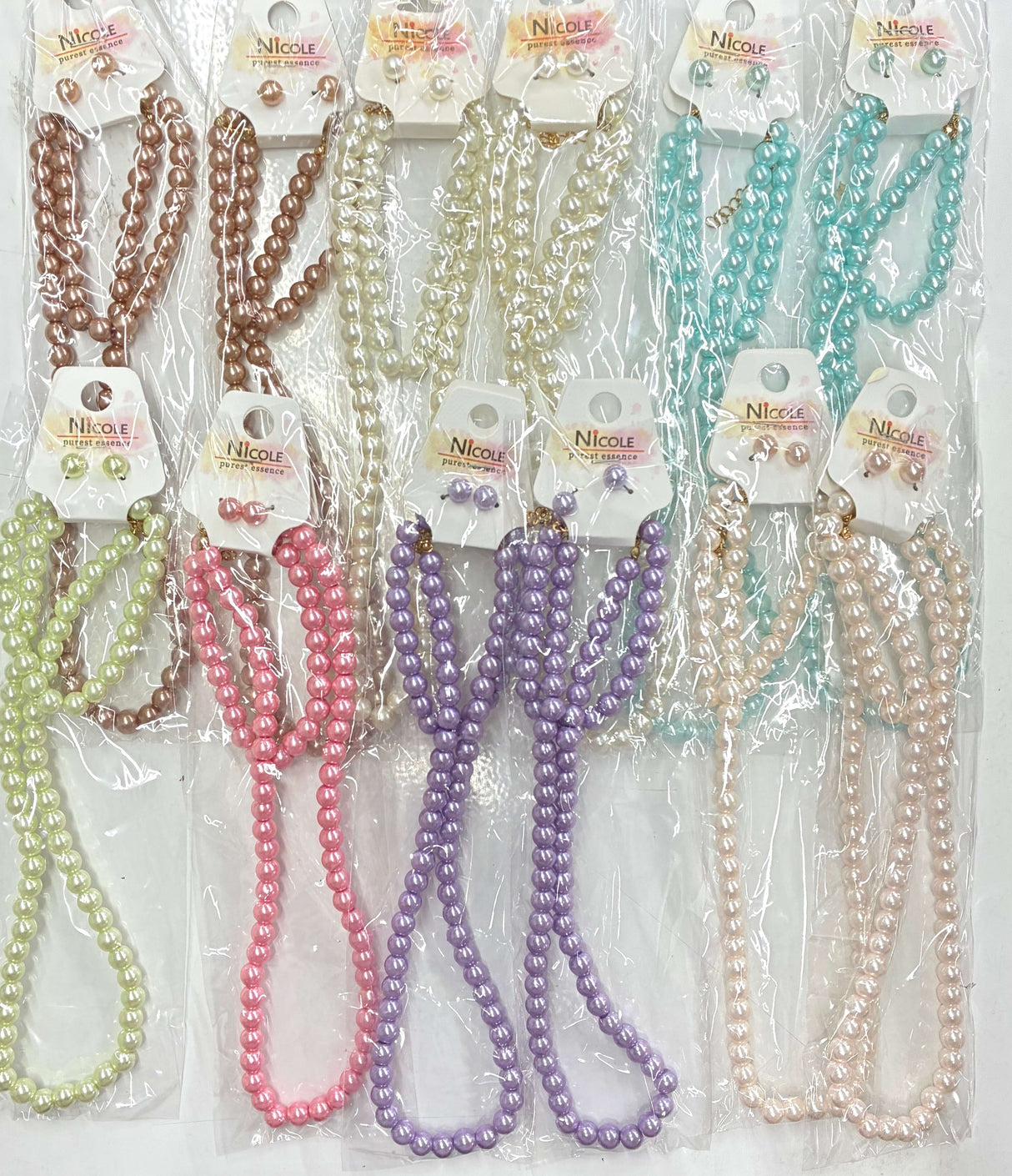 Fashion Thin Pearl Dozen Necklace Set #CK2046P (12PC)