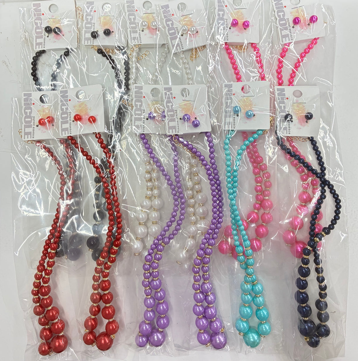 Fashion Thin/Thick Pearl Dozen Necklace Set #CK2304A (12PC)