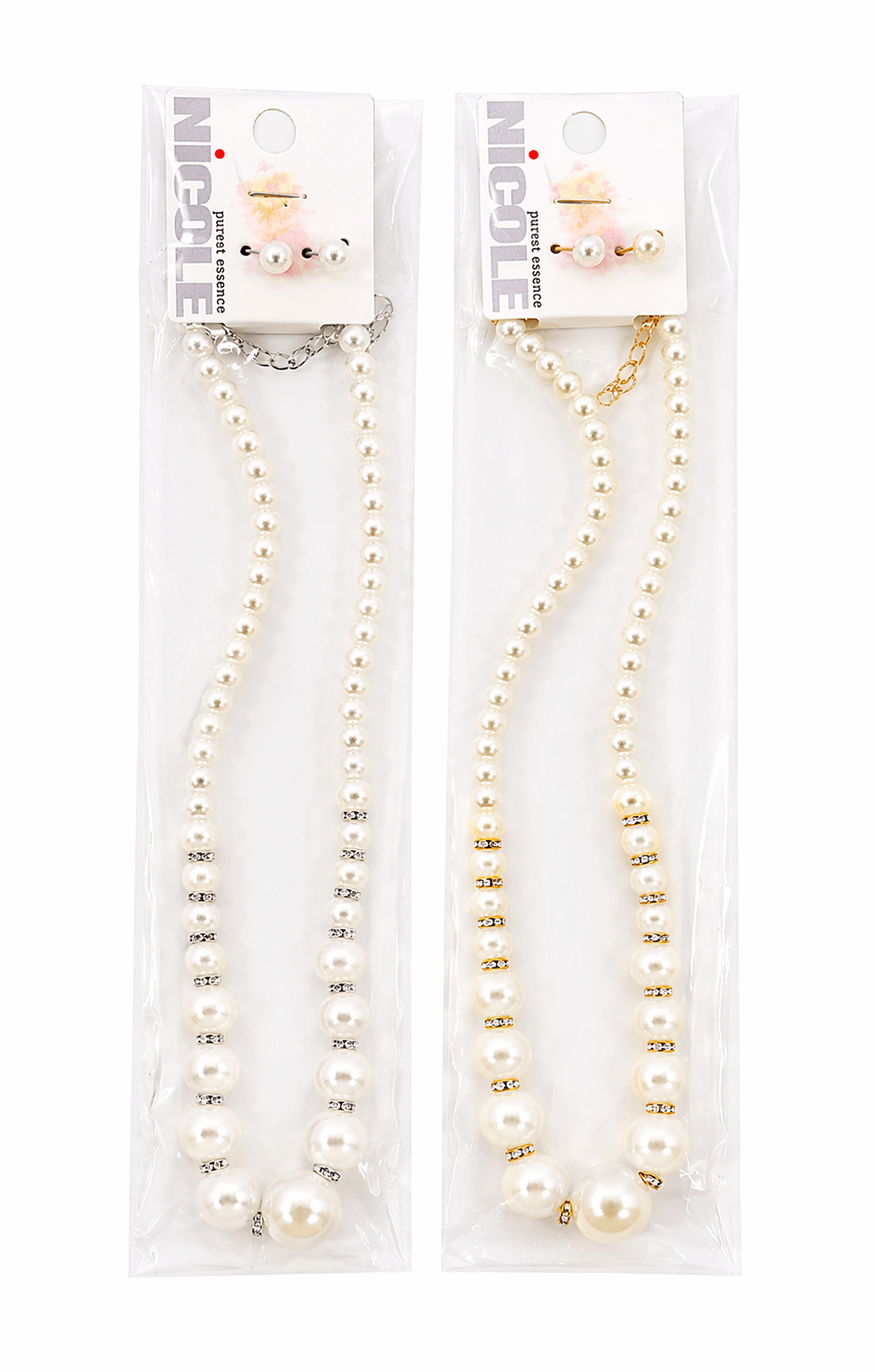 Fashion Thin/Thick Pearl Dozen Necklace Set #CK2304CR (12PC)