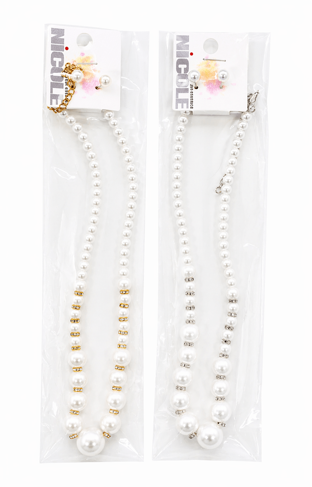 Fashion Thin/Thick Pearl Dozen Necklace Set #CK2304WH (12PC)