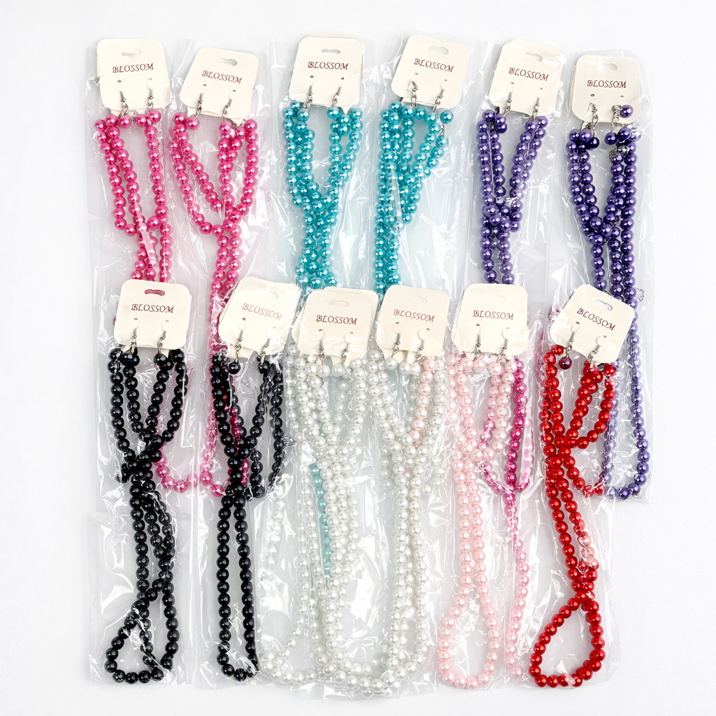 Fashion Pearl Necklace Set #INE214BT Assort (12PC)