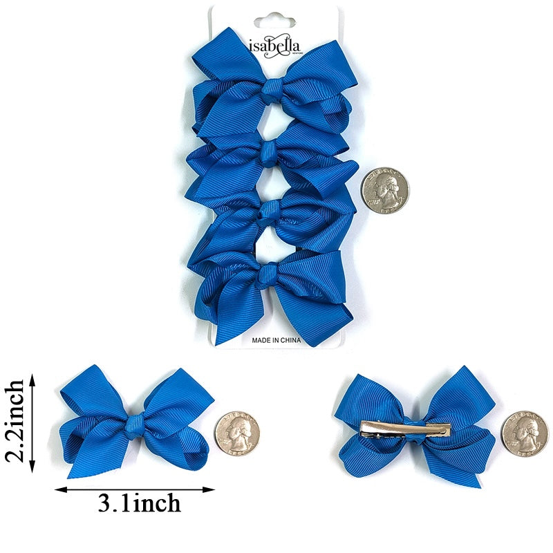 4PC MINI HAIR BOW 3INCHES #DARKBLUE (12PACKS)