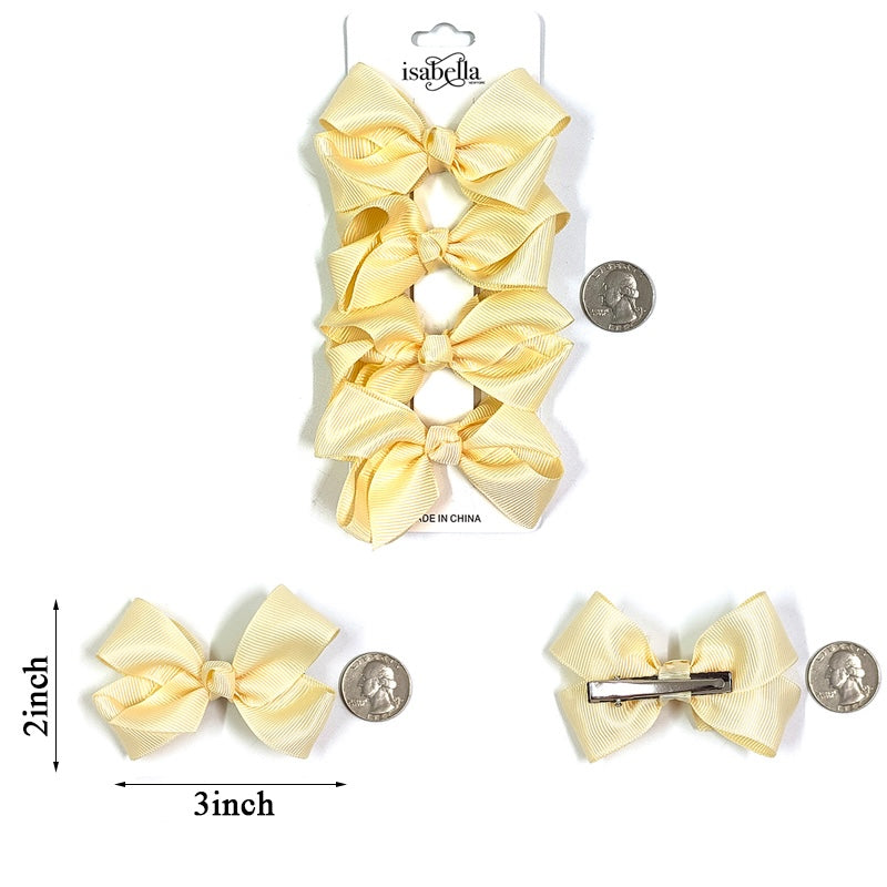 4PC MINI HAIR BOW 3INCHES #IVORY (12PACKS)