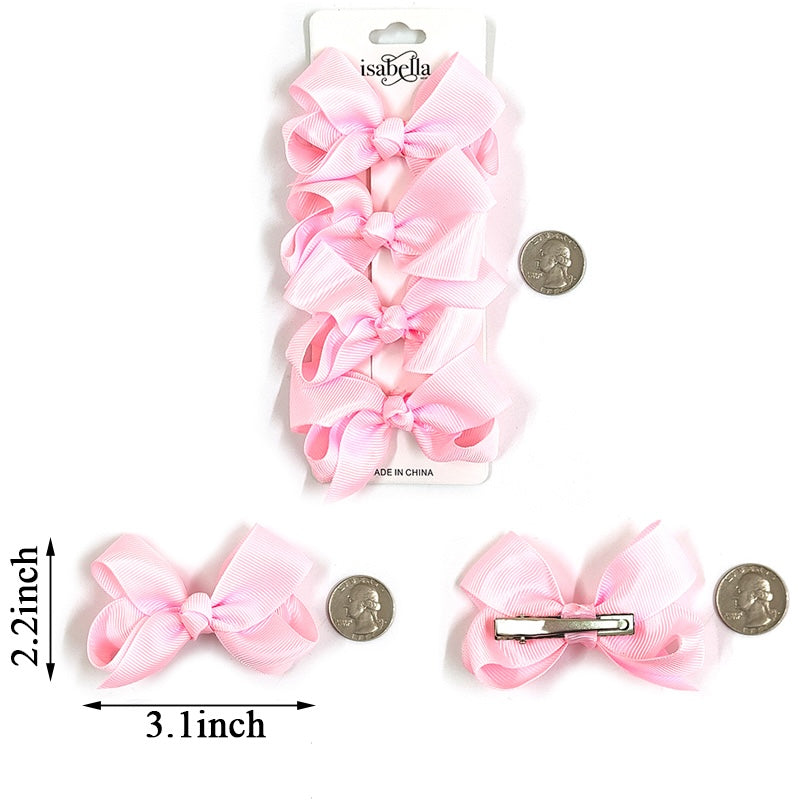4PC MINI HAIR BOW 3INCHES #LIGHTPINK (12PACKS)