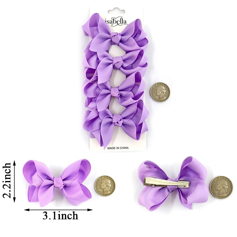 4PC MINI HAIR BOW 3INCHES #LIGHTVIOLET (12PACKS)