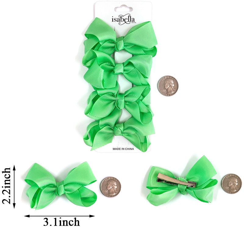 4PC MINI HAIR BOW 3INCHES #MINT (12PACKS)