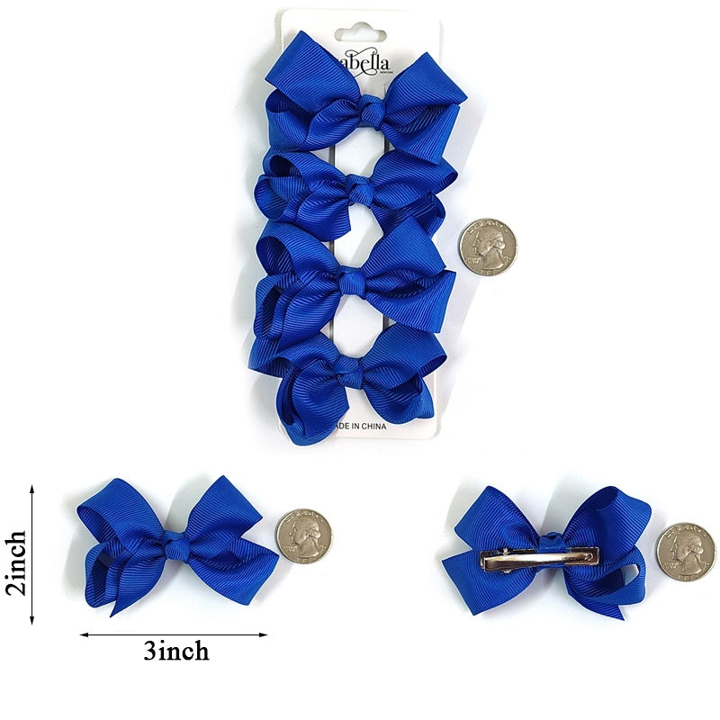 4PC MINI HAIR BOW 3INCHES #ROYALBLUE (12PACKS)