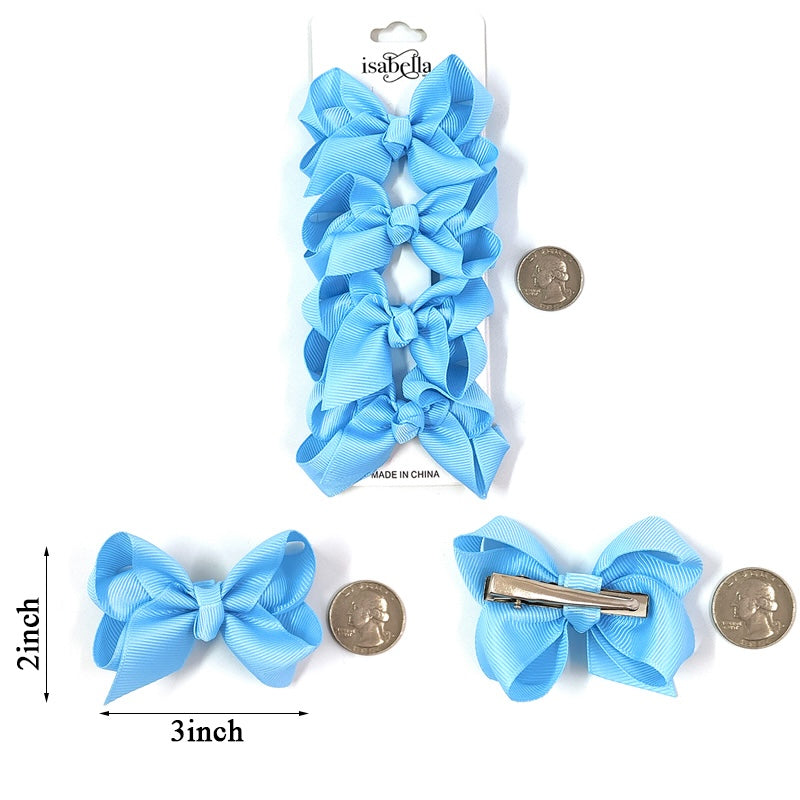 4PC MINI HAIR BOW 3INCHES #SKYBLUE (12PACKS)