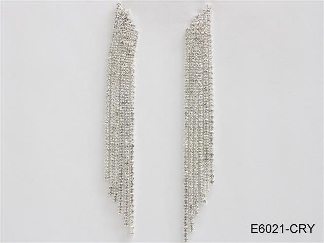 Fashion Crystal Tassel Fringe Earrings #E6021S Silver (PC)