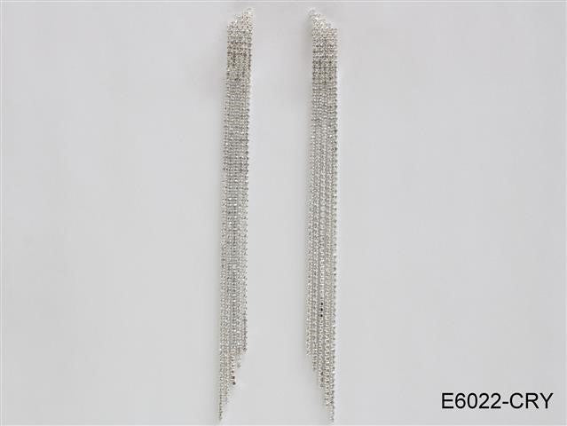 Fashion Long Crystal Fringe Earrings #E6022S Silver (PC)