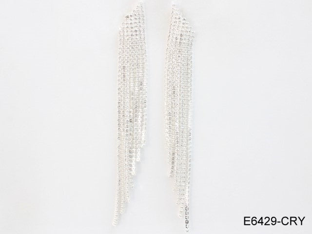 Fashion Layered Crystal Fringe Earrings #E6429 Silver (PC)