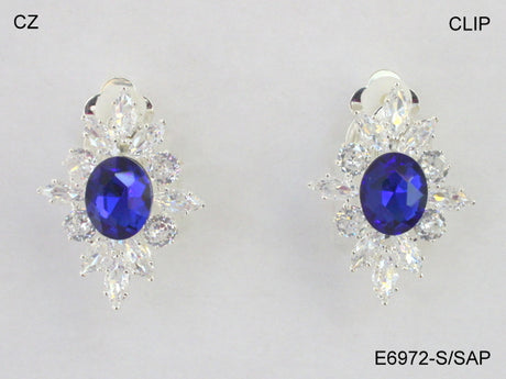 Fashion Oval Crystal Clip-On Earrings #E6972 - Multiple Colors (PC)