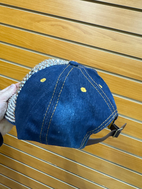Fashion Denim Hat Half Covered W/ Rhinestones (PC)