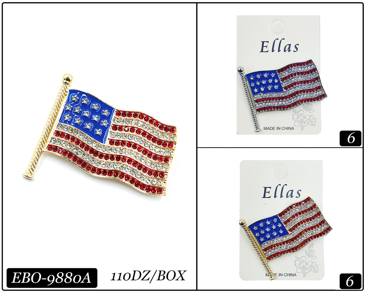 Fashion Stone Brooch #EBO9880A (12PC)