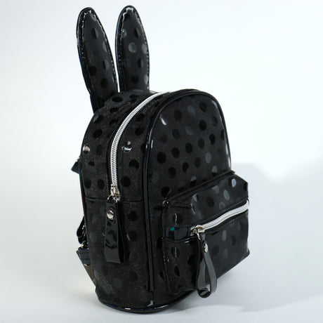 Fashion Rabbit Ear Backpack W/ Polka Dots #EBP1165BK - Black (PC)