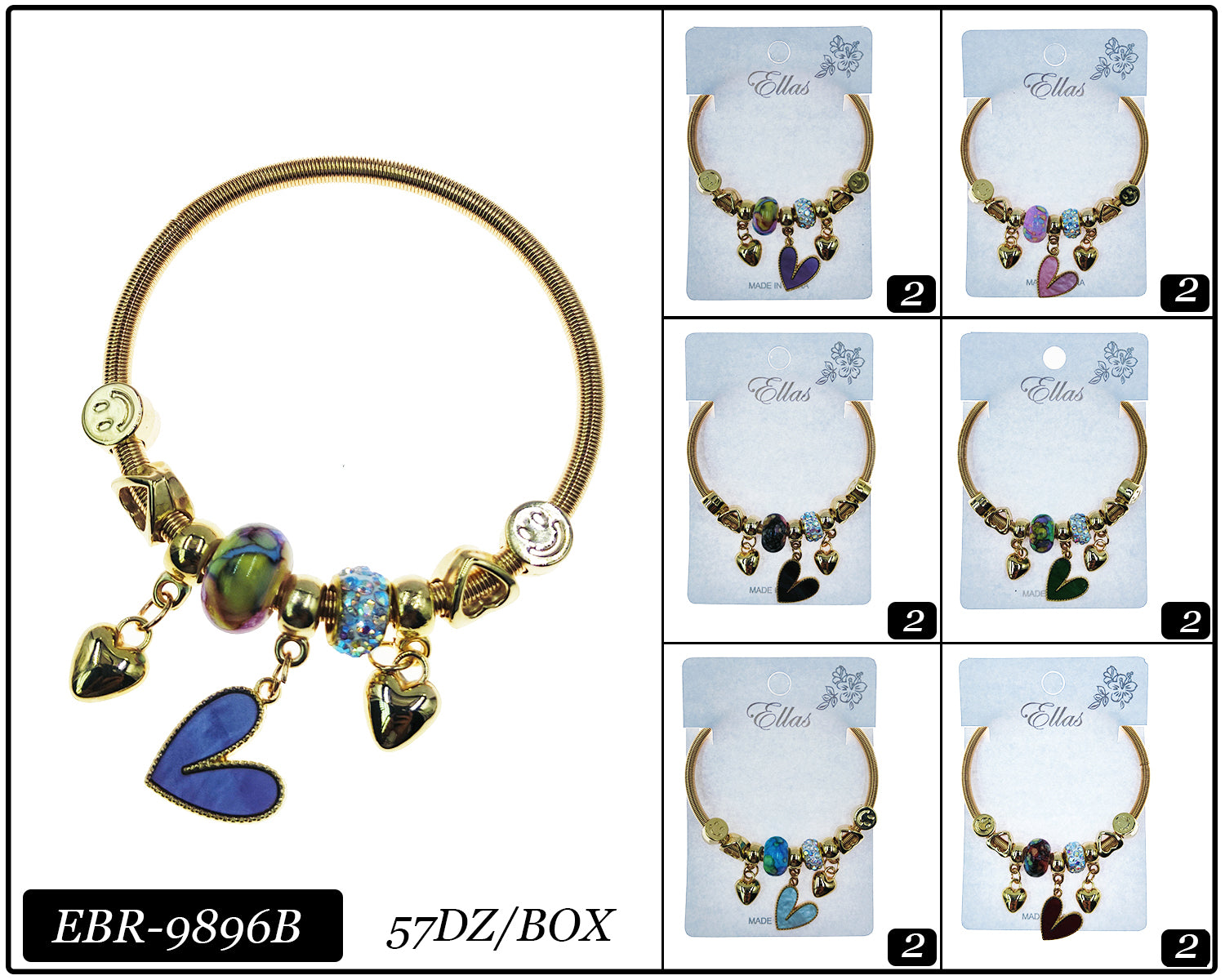 Design Charm Bracelets by the Dozen #EBR9896B (12PC)