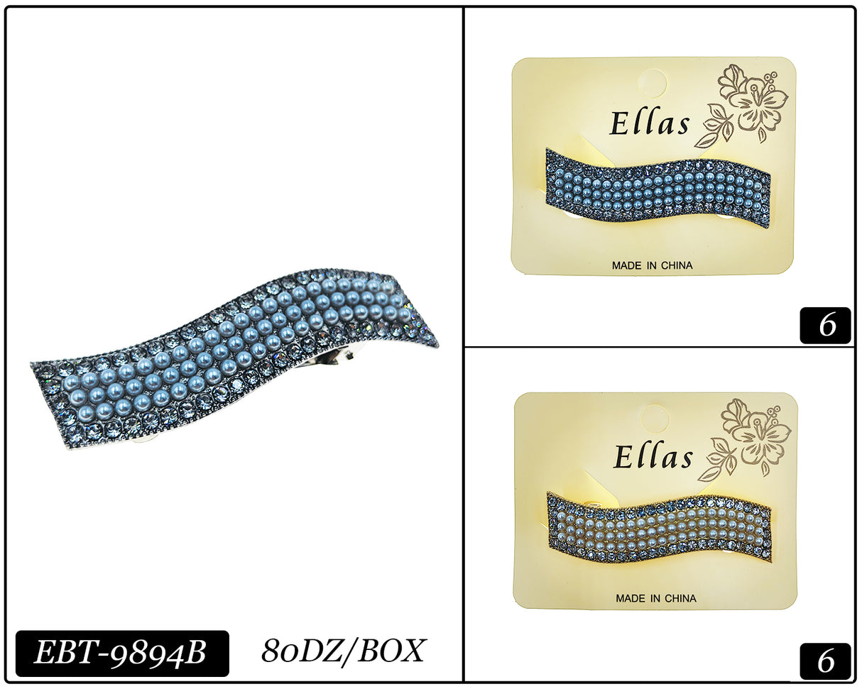 Fashion Stone Barrette Hairclips #EBT9894B (12PC)