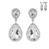 Fashion Teardrop Crystal Clip-On Earrings #ECQ132 - Multiple Colors (PC)