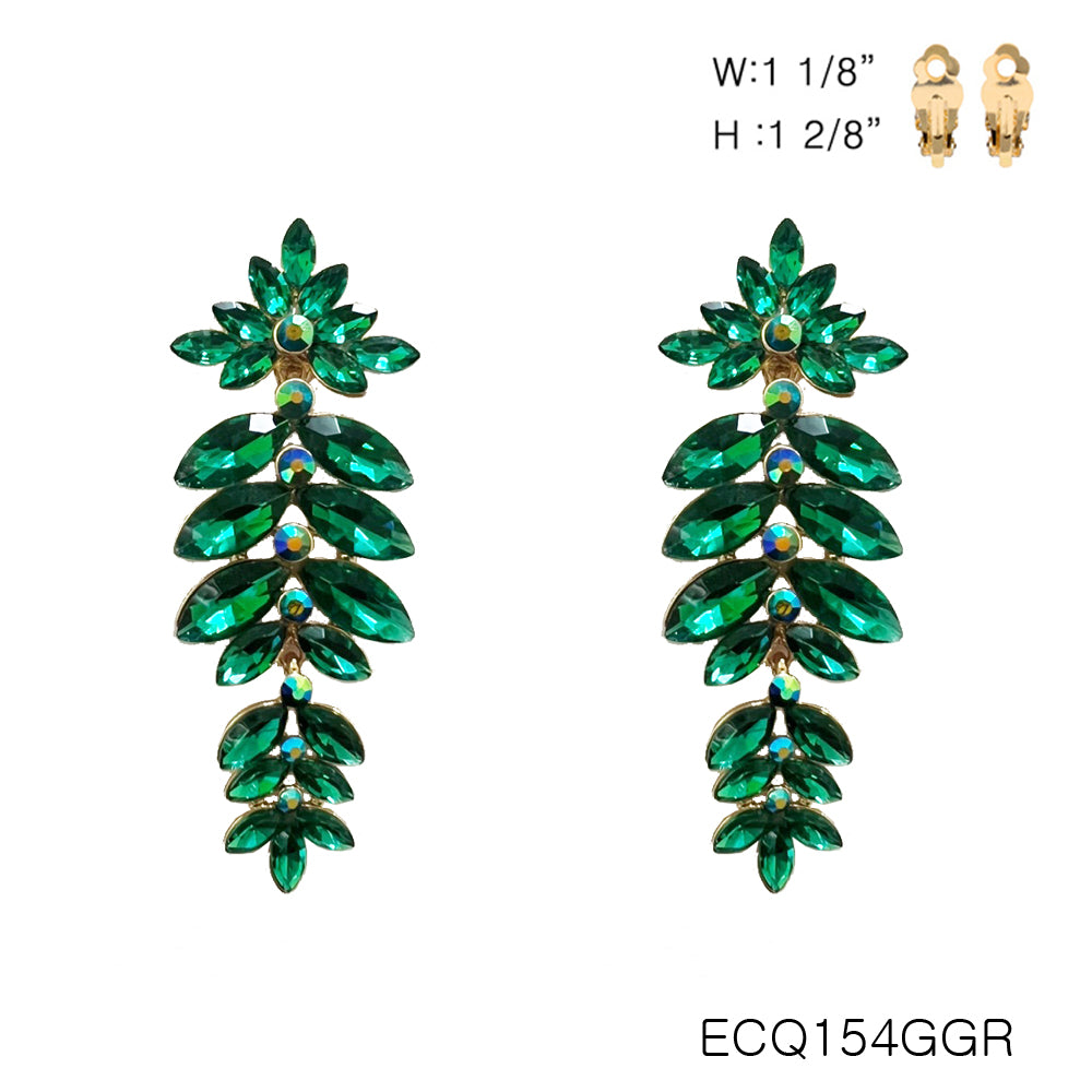 Fashion Leaf Drop Clip-On Earrings #ECQ154 - Multiple Colors (PC)