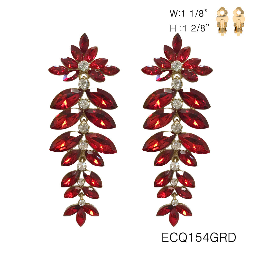 Fashion Leaf Drop Clip-On Earrings #ECQ154 - Multiple Colors (PC)