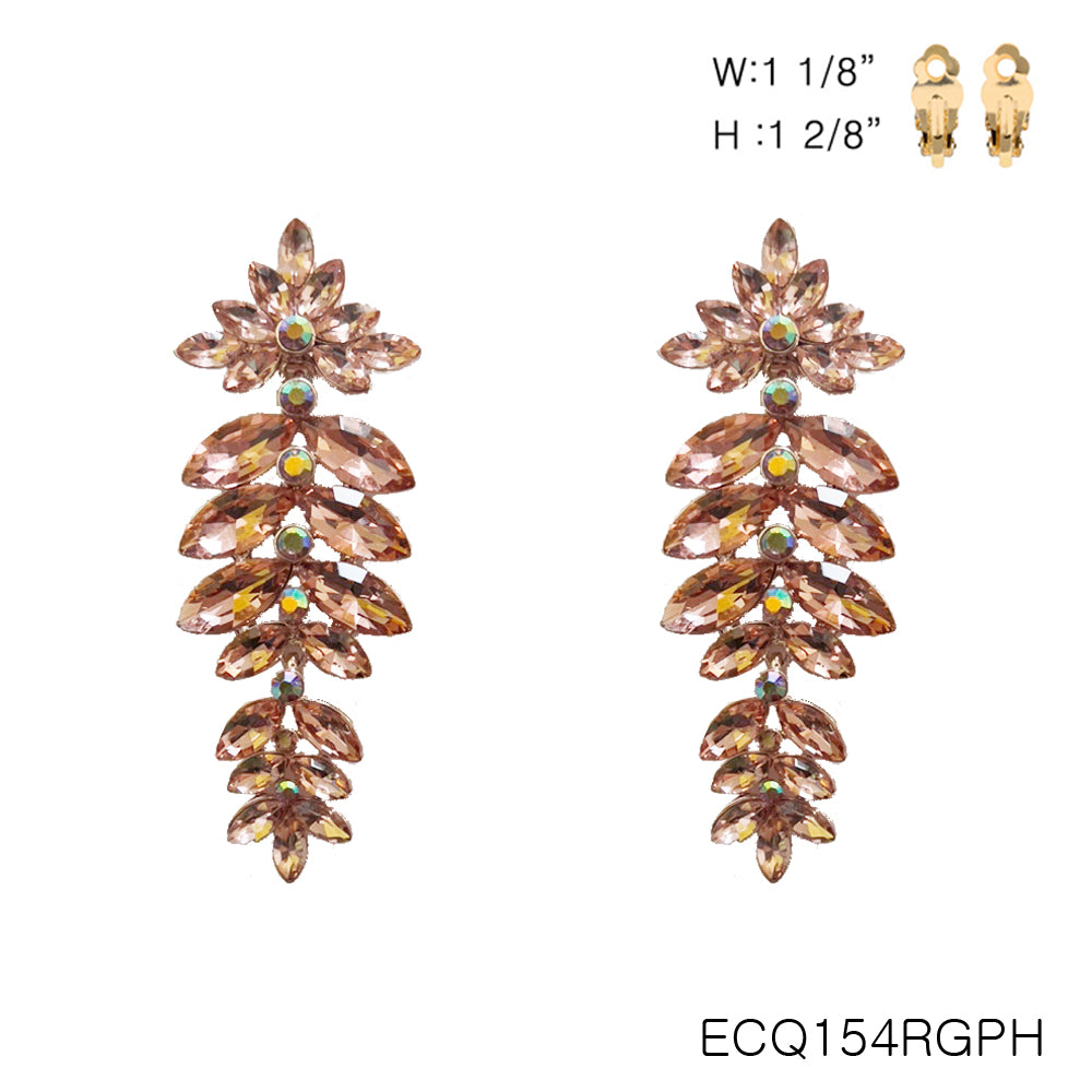 Fashion Leaf Drop Clip-On Earrings #ECQ154 - Multiple Colors (PC)