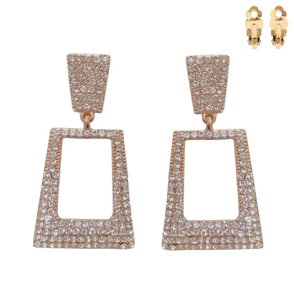 Fashion Square Drop Clip-On Earrings #ECQ166 - Multiple Colors (PC)