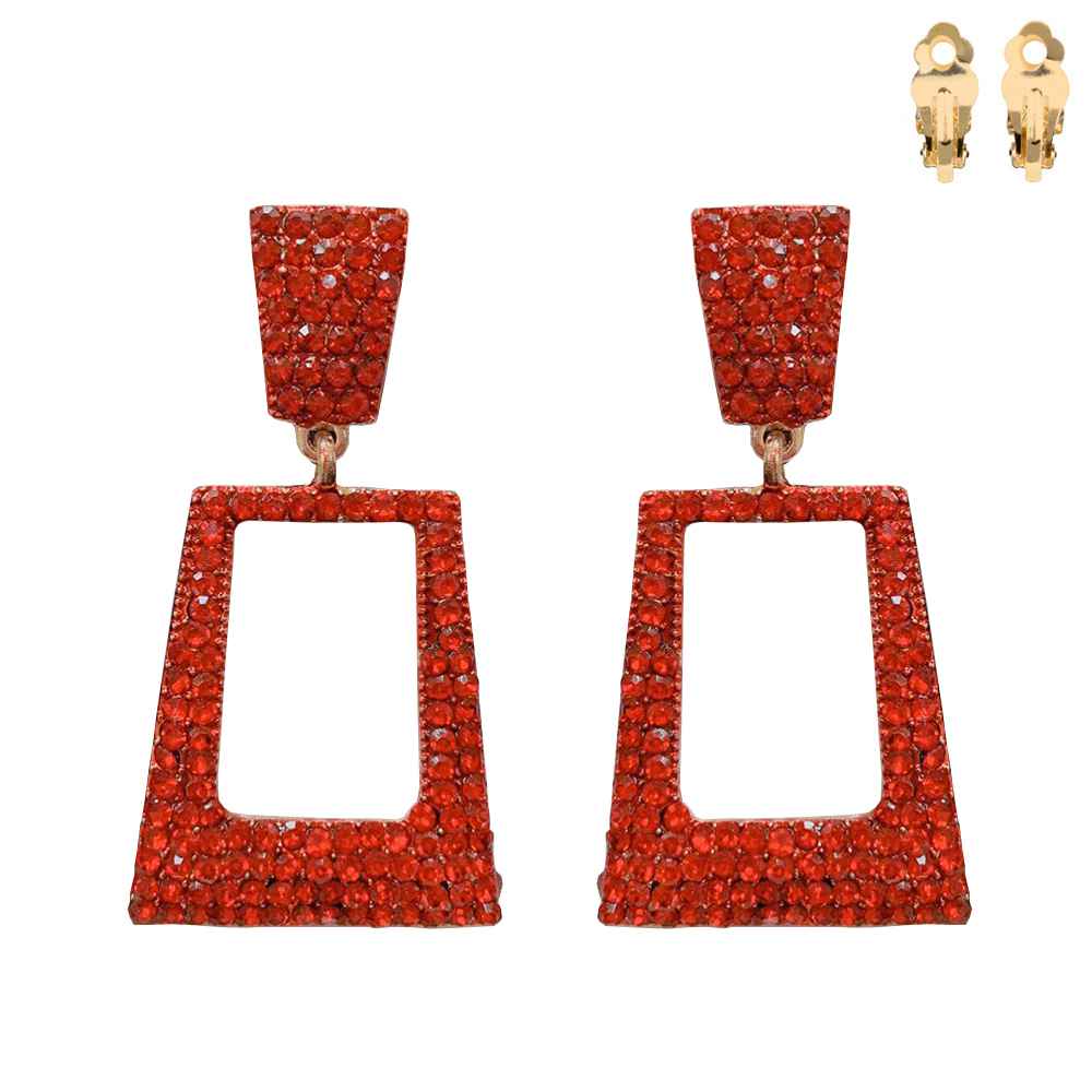 Fashion Square Drop Clip-On Earrings #ECQ166 - Multiple Colors (PC)