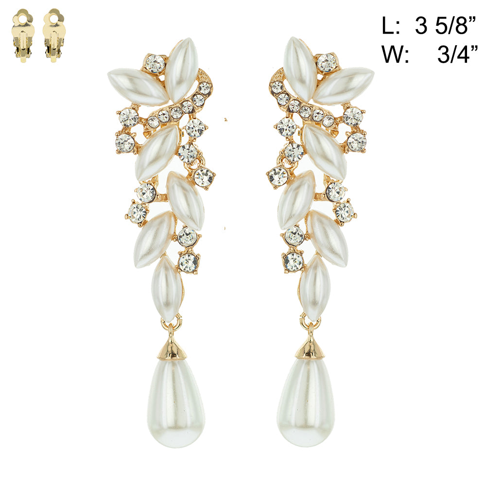 Fashion Rhinestone Drop Clip-On Earrings #ECQ172 - Multiple Colors (PC)