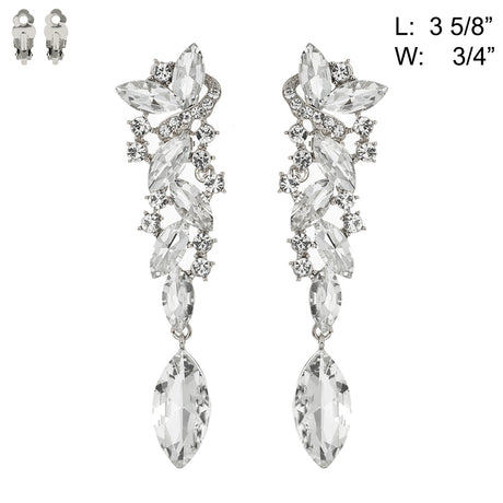 Fashion Rhinestone Drop Clip-On Earrings #ECQ172 - Multiple Colors (PC)