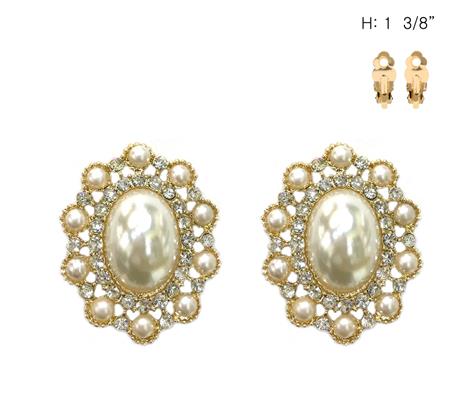 Fashion Oval Crystal Clip-On Earrings #ECQ193 - Multiple Colors (PC)