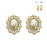 Fashion Oval Crystal Clip-On Earrings #ECQ193 - Multiple Colors (PC)