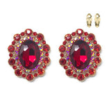 Fashion Oval Crystal Clip-On Earrings #ECQ193 - Multiple Colors (PC)