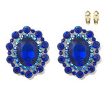 Fashion Oval Crystal Clip-On Earrings #ECQ193 - Multiple Colors (PC)