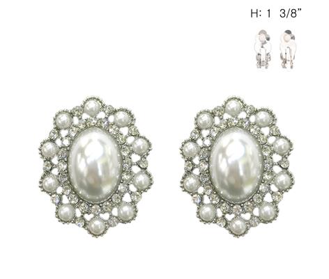 Fashion Oval Crystal Clip-On Earrings #ECQ193 - Multiple Colors (PC)