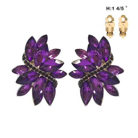 Fashion Crystal Leaf  Clip-On Earrings #ECQ53 - Multiple Colors (PC)