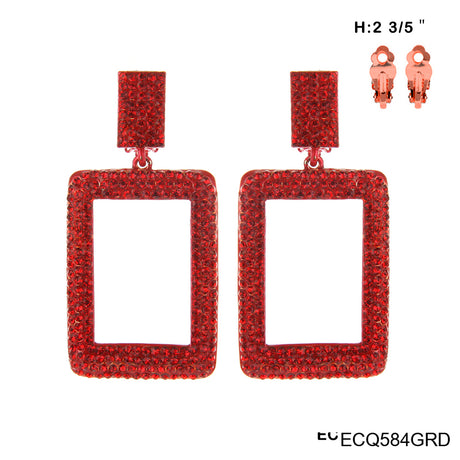 Fashion Rectangle Drop Clip-On Earrings #ECQ584 - Multiple Colors (PC)