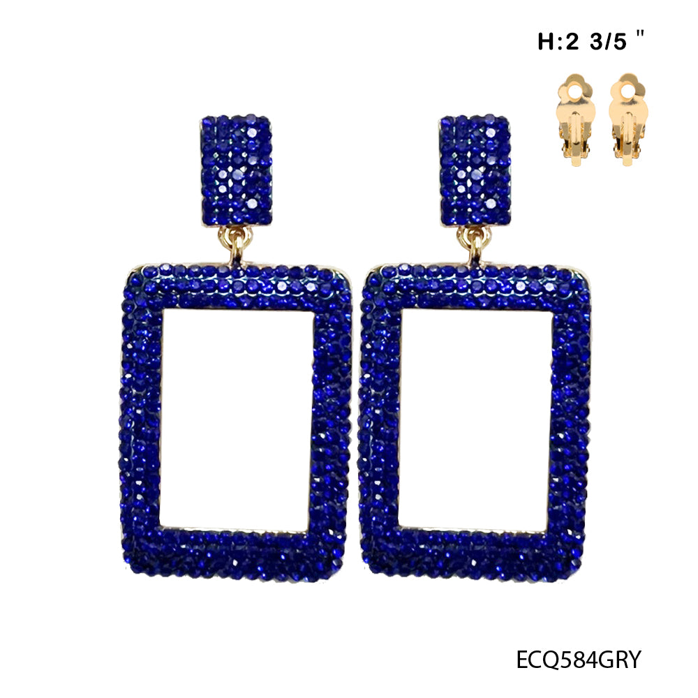 Fashion Rectangle Drop Clip-On Earrings #ECQ584 - Multiple Colors (PC)